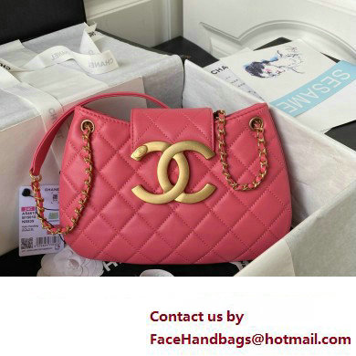 Chanel Lambskin  &  Gold-Tone Metal large Messenger Bag AS4610 fuchsia 2024